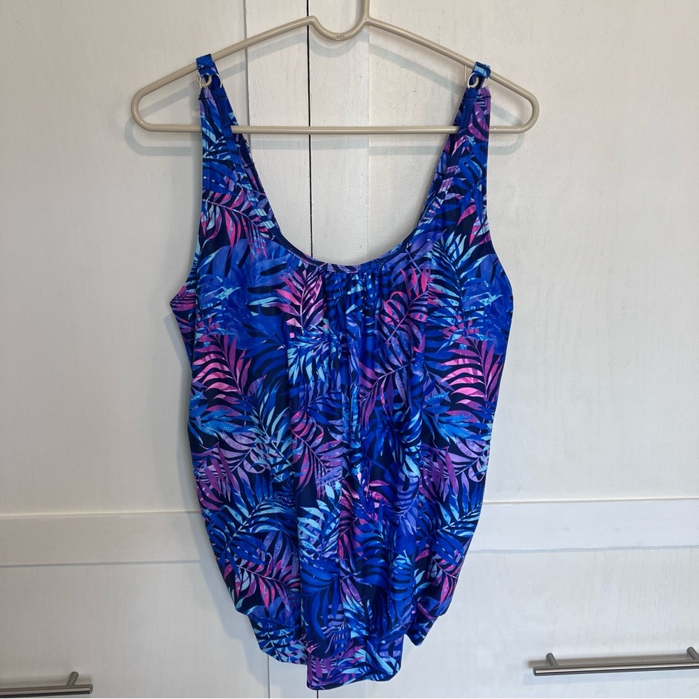 Younique Soft Padded Scoop Neck Tankini Patterned Swim Top, XL